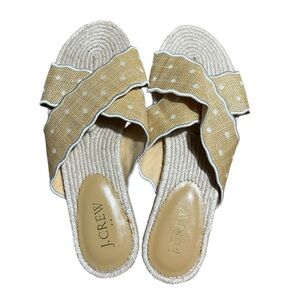 J.Crew Scalloped polka-dot slide sandals Size 7